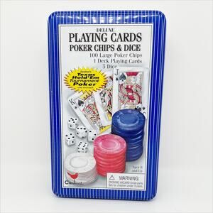 New Deluxe Playing Cards, Poker Cards, and Dice in Collectors Game Tin
